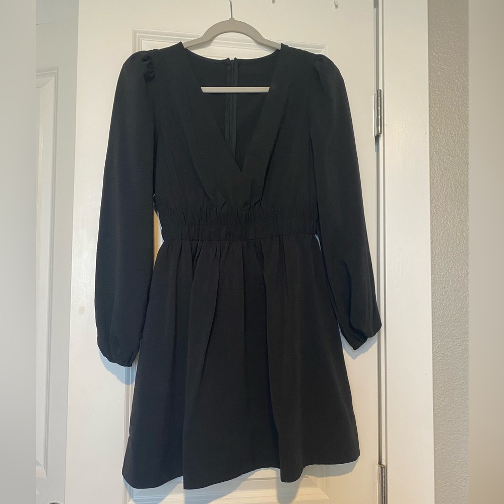 Classic Long Sleeve Black Women's Dress